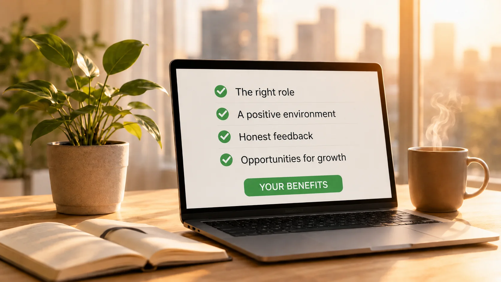 A warm workspace presenting the right role, a positive environment, honest feedback and opportunities for growth